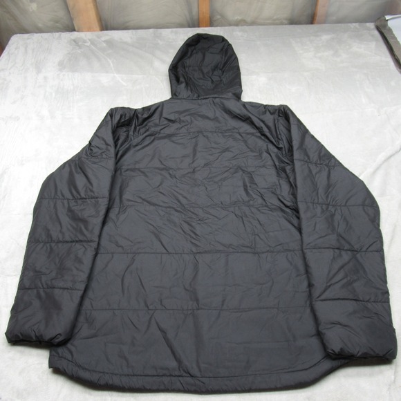 North Face Jacket Mens Medium Black Quilted Snap Front Hooded Insulated Puffer - Picture 11 of 14